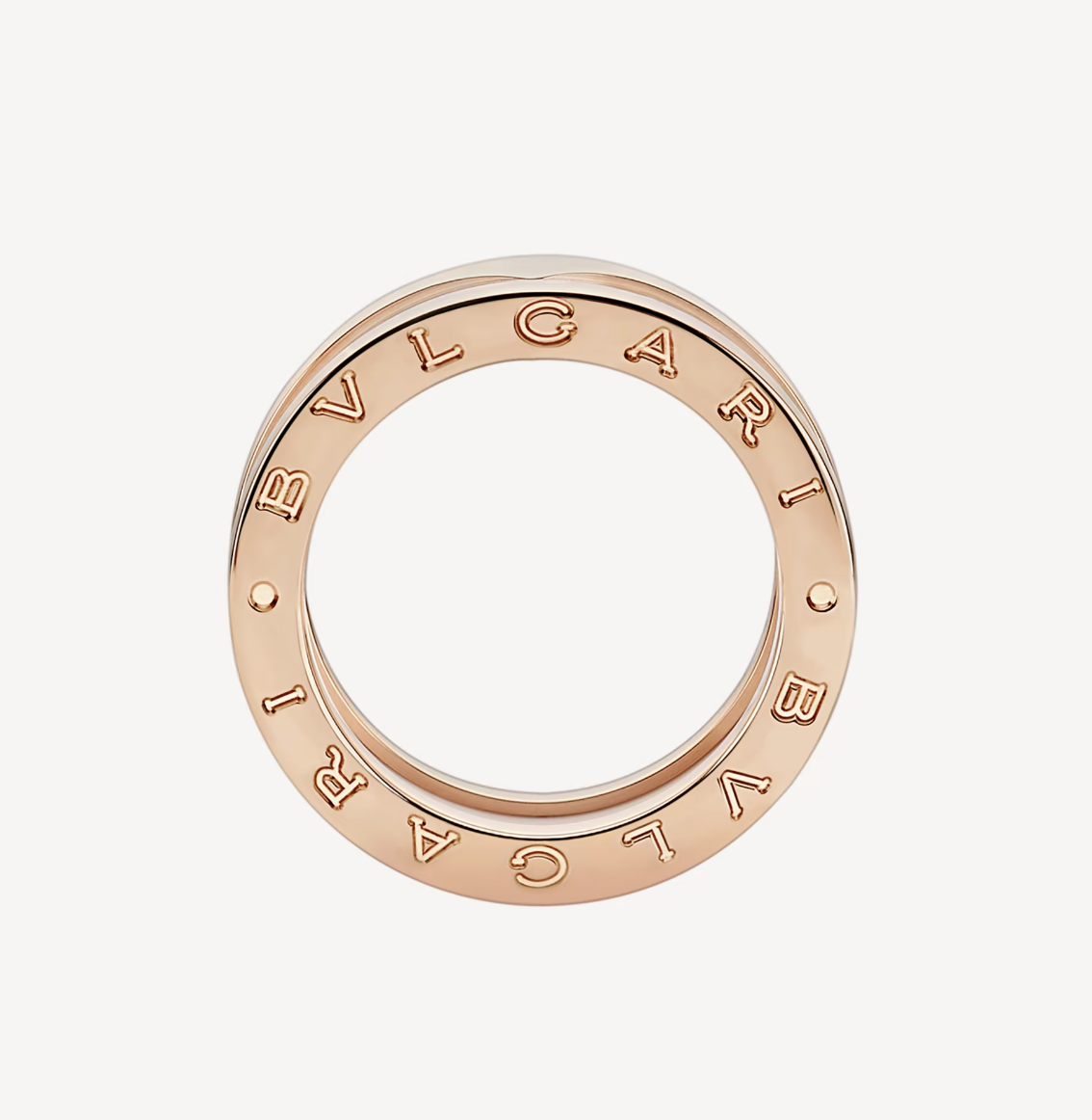 [Rose Jewelrys]ZERO 1 TWO-BAND LOOPS AND WHITE CERAMIC SPIRAL PINK GOLD RING