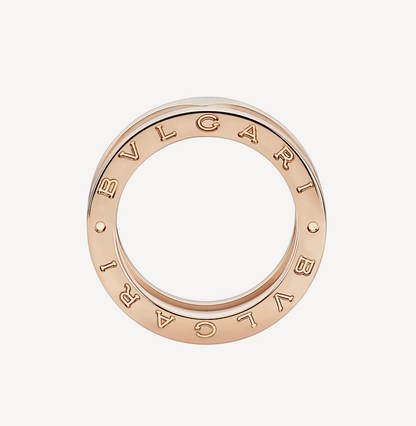 [Rose Jewelrys]ZERO 1 TWO-BAND LOOPS AND WHITE CERAMIC SPIRAL PINK GOLD RING