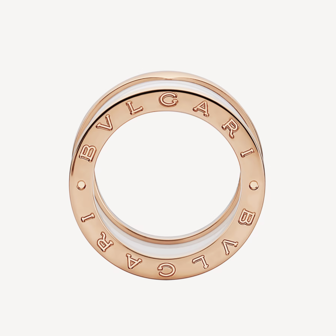 [Rose Jewelrys]ZERO 1 FOUR-BAND LOOPS AND WHITE CERAMIC SPIRAL PINK GOLD RING