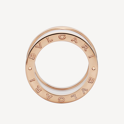 [Rose Jewelrys]ZERO 1 FOUR-BAND LOOPS AND WHITE CERAMIC SPIRAL PINK GOLD RING