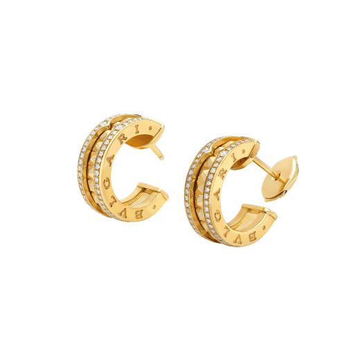 [Rose Jewelrys]ZERO 1 ROCK GOLD EARRINGS WITH STUDDED SPIRAL AND PAVED DIAMONDS