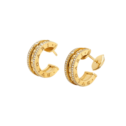 [Rose Jewelrys]ZERO 1 ROCK GOLD EARRINGS WITH STUDDED SPIRAL AND PAVED DIAMONDS