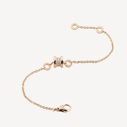 []ZERO 1 SOFT PINK GOLD WITH PAVED DIAMONDS ON THE SPIRAL BRACELET