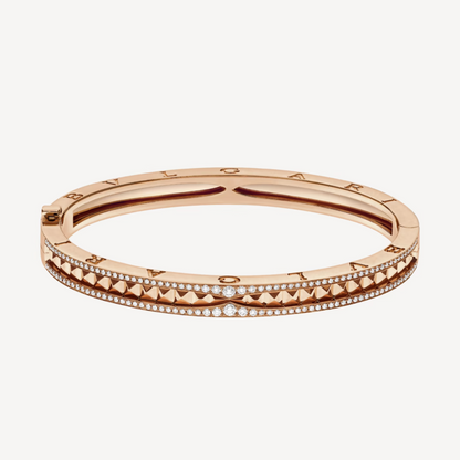 []ZERO 1 SPIRAL AND PAVED DIAMOND PINK GOLD BRACELET