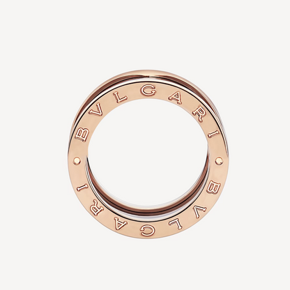[Rose Jewelrys]ZERO 1 FOUR-BAND LOOPS AND BLACK CERAMIC SPIRAL PINK GOLD RING