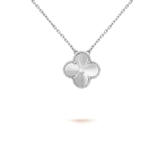 [Rose Jewelrys]CLOVER  15MM DIAMOND LASER NECKLACE SILVER