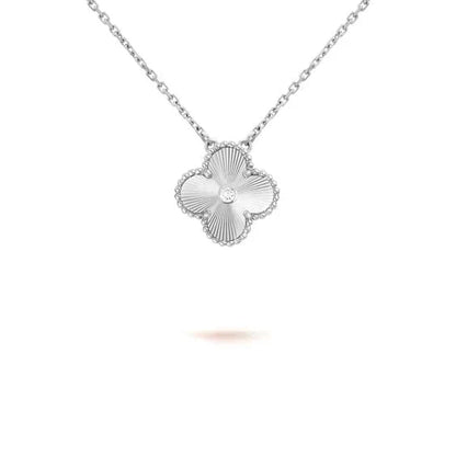 [Rose Jewelrys]CLOVER  15MM DIAMOND LASER NECKLACE SILVER