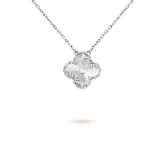 [Rose Jewelrys]CLOVER  15MM DIAMOND LASER NECKLACE SILVER