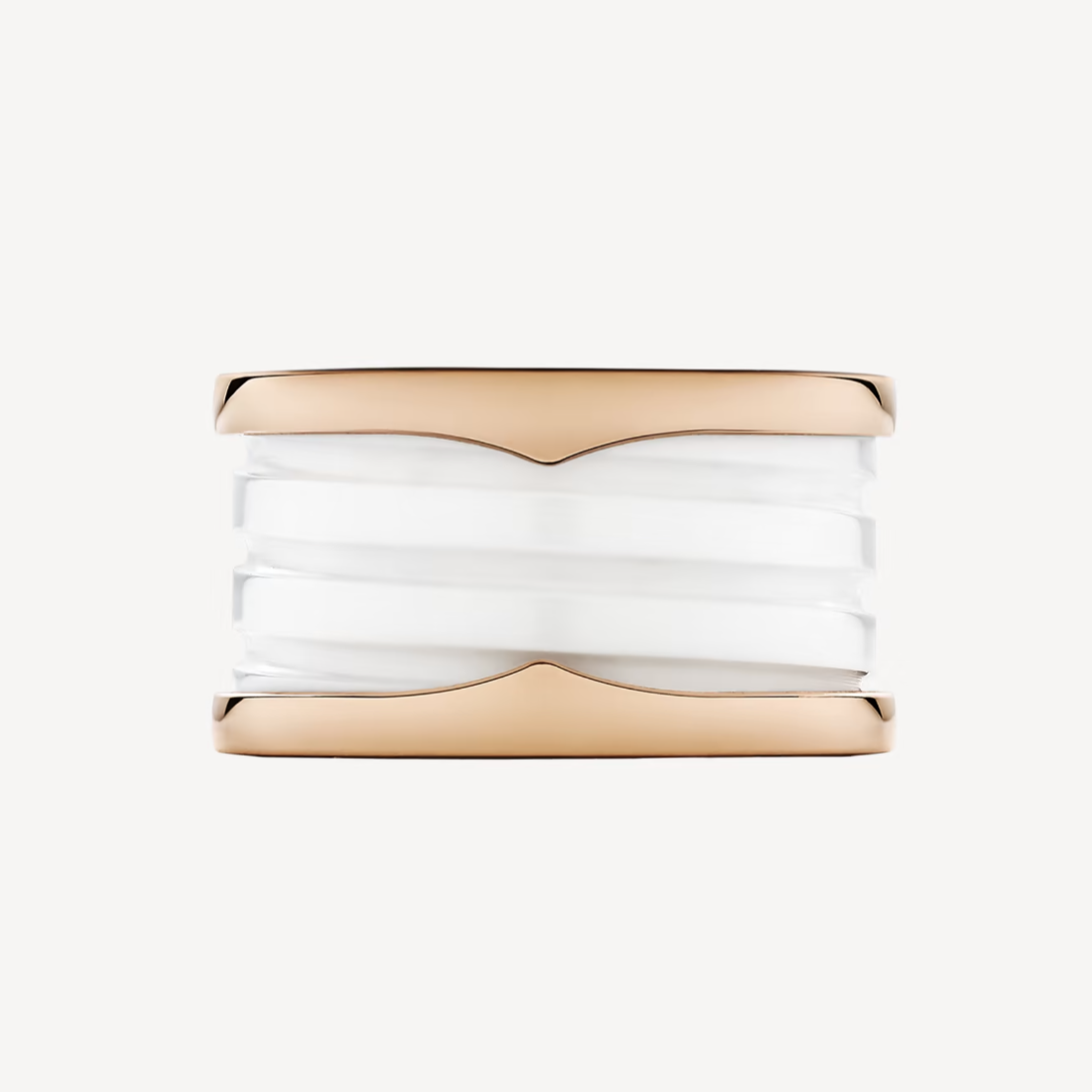 [Rose Jewelrys]ZERO 1 FOUR-BAND LOOPS AND WHITE CERAMIC SPIRAL PINK GOLD RING