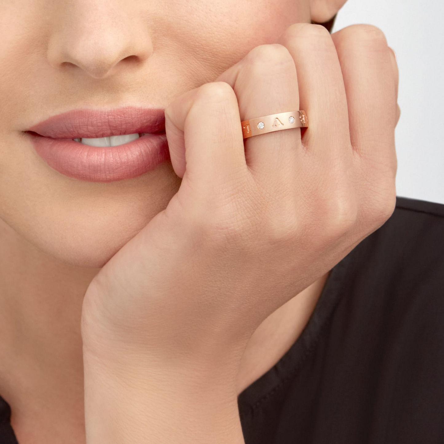[Rose Jewelrys]ZERO 1 ESSENTIAL PINK GOLD BAND WITH DIAMONDS RING