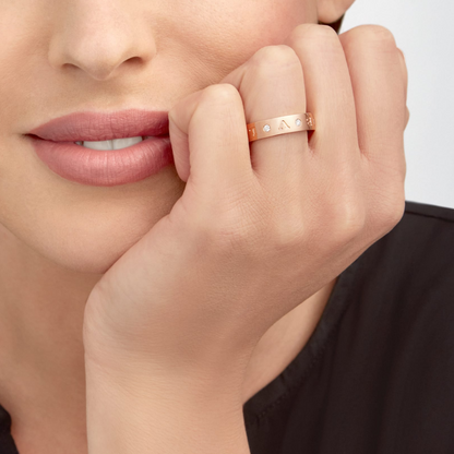[Rose Jewelrys]ZERO 1 ESSENTIAL PINK GOLD BAND WITH DIAMONDS RING