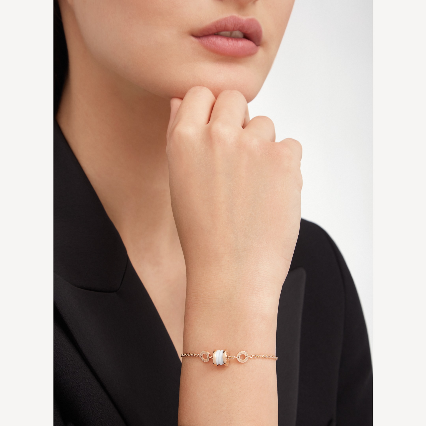 [Rose Jewelrys]ZERO 1 SOFT PINK GOLD AND WHITE CERAMIC BRACELET