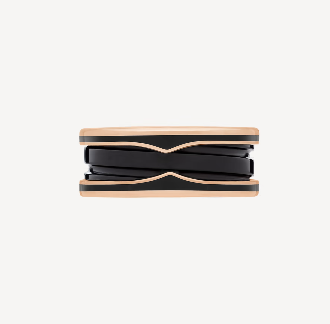 [Rose Jewelrys]ZERO 1 TWO-BAND WITH MATTE BLACK CERAMIC PINK GOLD RING
