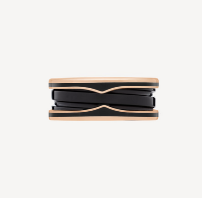 [Rose Jewelrys]ZERO 1 TWO-BAND WITH MATTE BLACK CERAMIC PINK GOLD RING