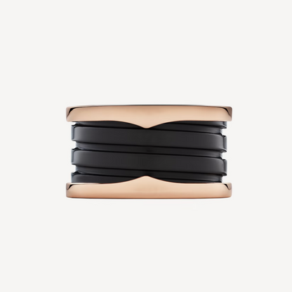 [Rose Jewelrys]ZERO 1 FOUR-BAND LOOPS AND BLACK CERAMIC SPIRAL PINK GOLD RING