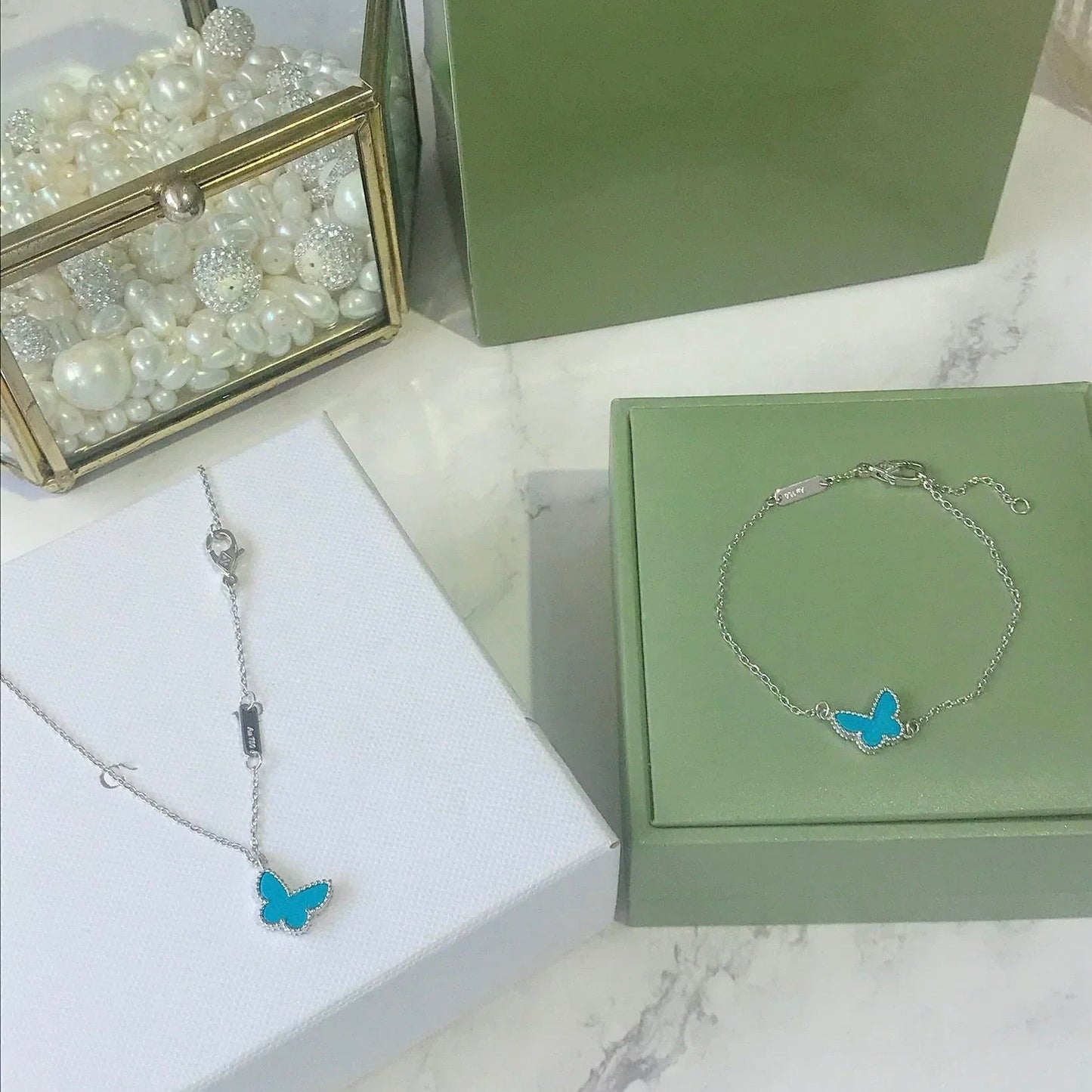 [Rose Jewelrys]BUTTERFLY TURQUOISE BUTTERFLY BRACELET SILVER