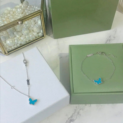 [Rose Jewelrys]BUTTERFLY TURQUOISE BUTTERFLY BRACELET SILVER