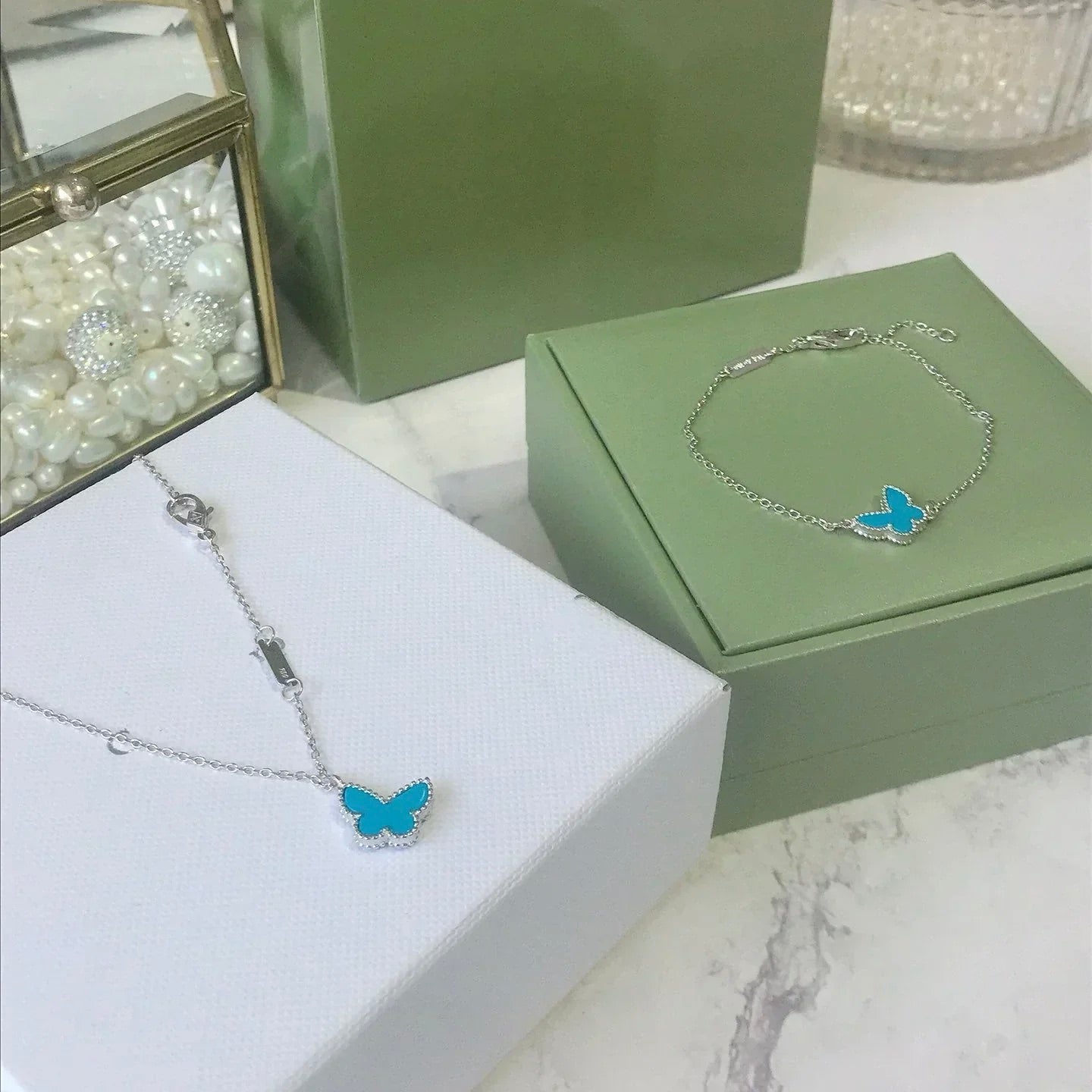[Rose Jewelrys]BUTTERFLY TURQUOISE BUTTERFLY BRACELET SILVER