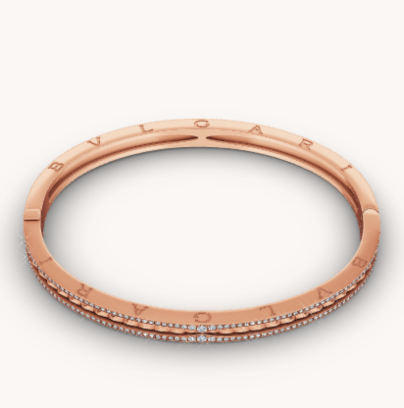 []ZERO 1 SPIRAL AND PAVED DIAMOND PINK GOLD BRACELET