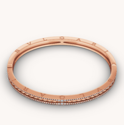 []ZERO 1 SPIRAL AND PAVED DIAMOND PINK GOLD BRACELET