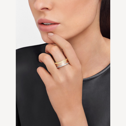 [Rose Jewelrys]ZERO 1 THREE-BAND ROSE WHITE AND YELLOW RING