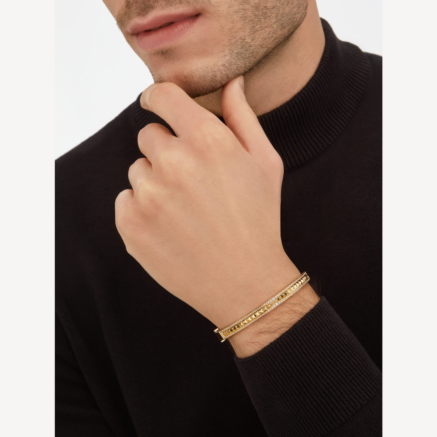 [Rose Jewelrys]ZERO 1 SPIRAL AND PAVED DIAMOND GOLD BRACELET