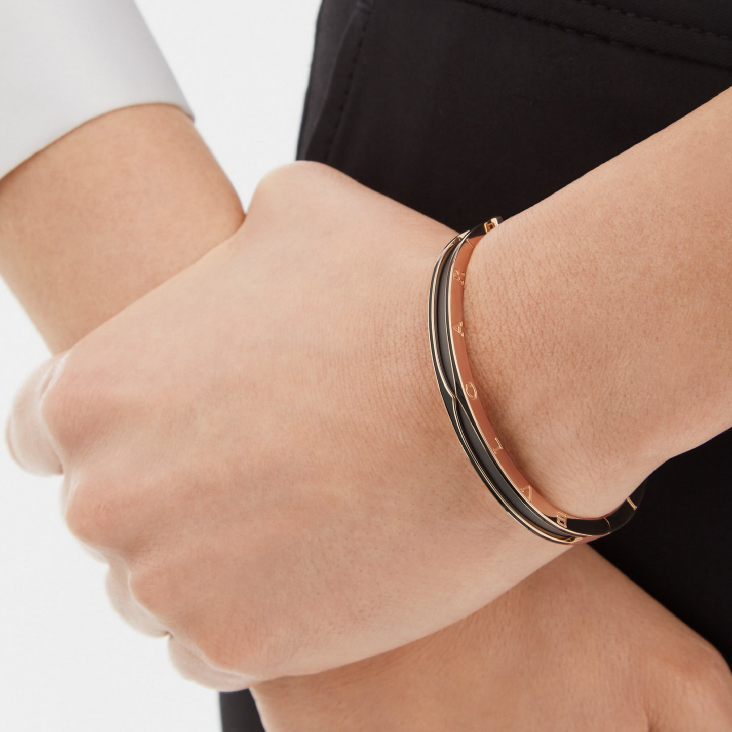 [Rose Jewelrys]ZERO 1 PINK GOLD WITH MATTE BLACK CERAMIC BRACELET