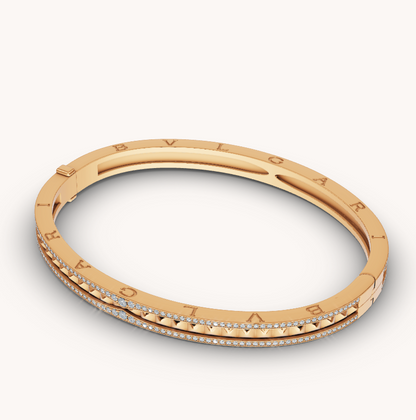 [Rose Jewelrys]ZERO 1 SPIRAL AND PAVED DIAMOND GOLD BRACELET