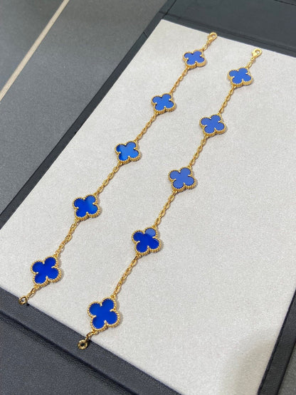 []CLOVER 5 MOTIFS PRUSSIA BLUE BRACELET