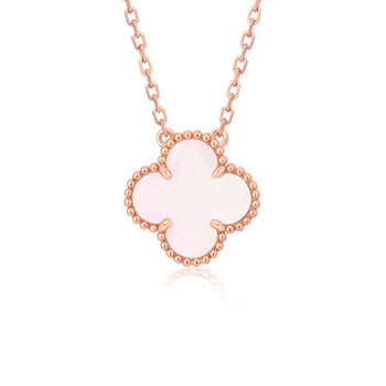 [Rose Jewelrys]CLOVER 15MM PINK MOTHER-OF-PEARL SINGLE FLOWER NECKLACE