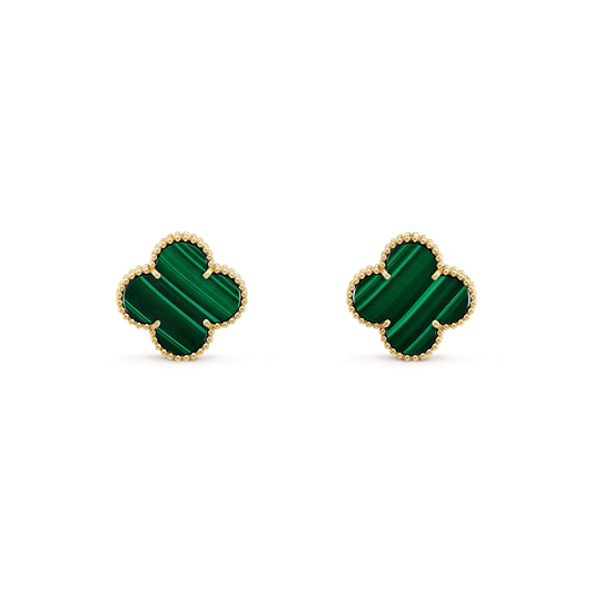 []CLOVER MINI 9.5MM MALACHITE  EARRINGS