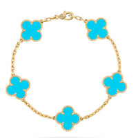 [🌹Rose💎]CLOVER 5 MOTIFS TURQUOISE BRACELET