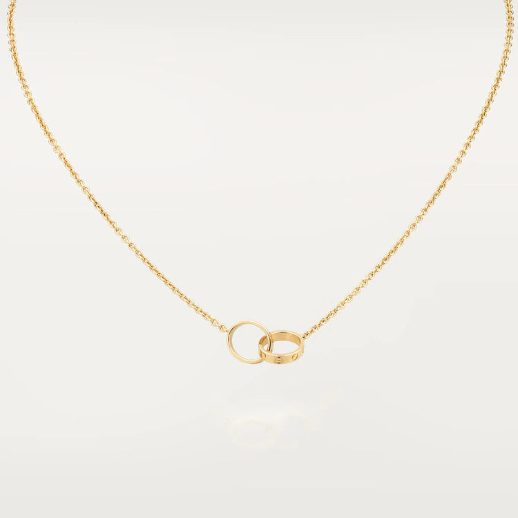 [🌹Rose💎]LOVE NECKLACE DOUBLE RING GOLD