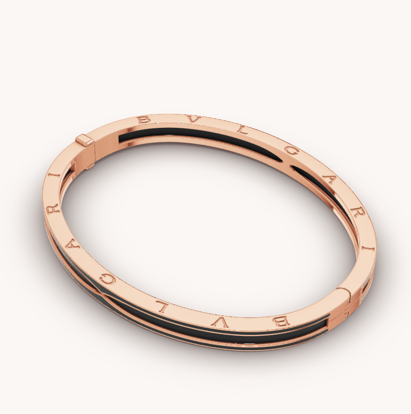 [Rose Jewelrys]ZERO 1 PINK GOLD WITH MATTE BLACK CERAMIC BRACELET