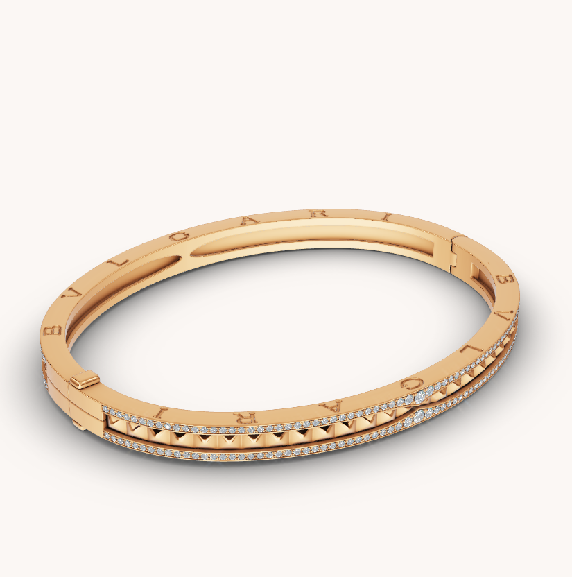 [Rose Jewelrys]ZERO 1 SPIRAL AND PAVED DIAMOND GOLD BRACELET