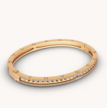 [Rose Jewelrys]ZERO 1 SPIRAL AND PAVED DIAMOND GOLD BRACELET
