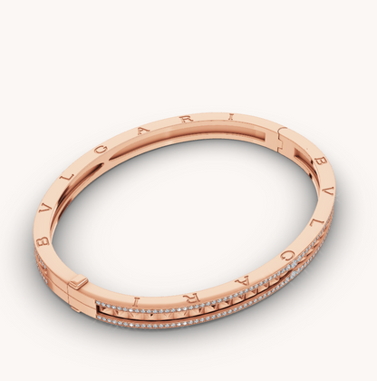 []ZERO 1 SPIRAL AND PAVED DIAMOND PINK GOLD BRACELET