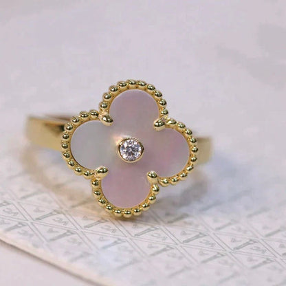 [Rose Jewelrys]CLOVER PINK MOP RING GOLD DIAMOND