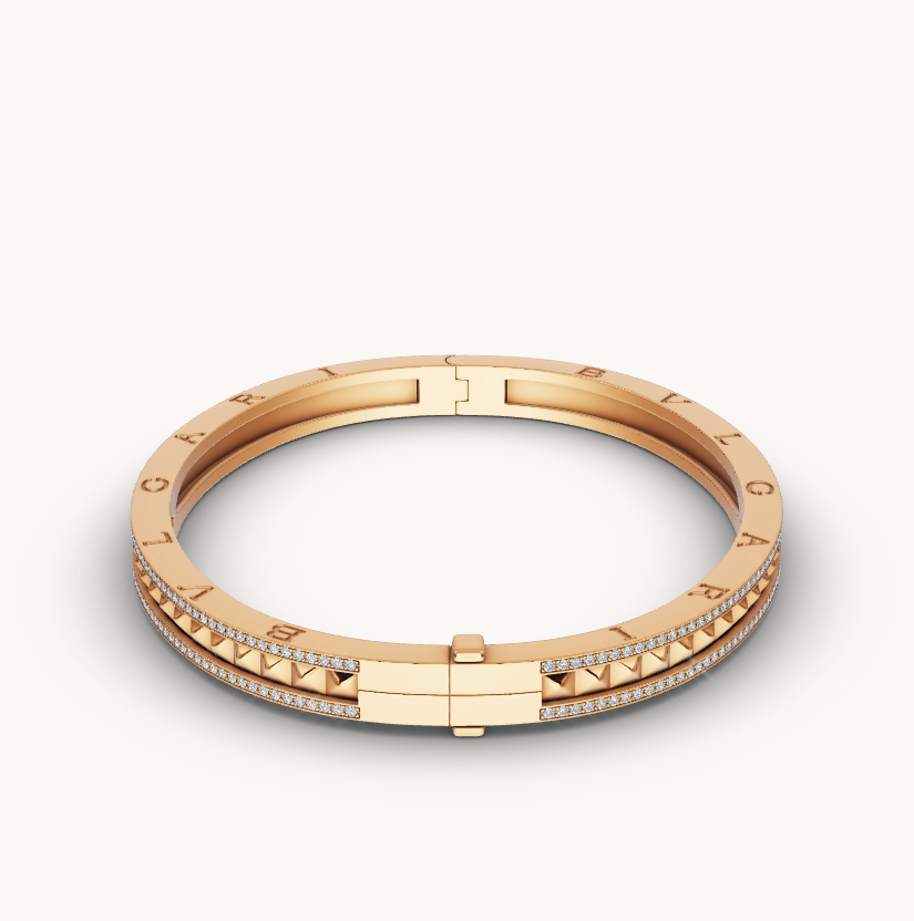 [Rose Jewelrys]ZERO 1 SPIRAL AND PAVED DIAMOND GOLD BRACELET