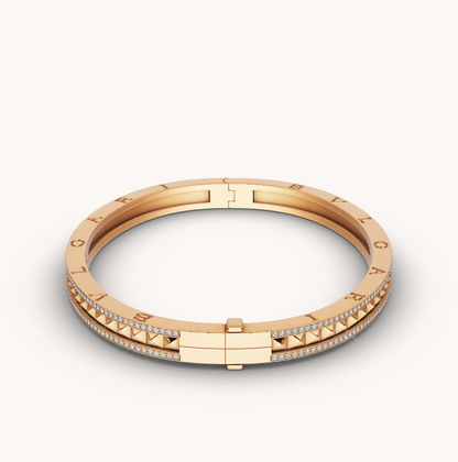 [Rose Jewelrys]ZERO 1 SPIRAL AND PAVED DIAMOND GOLD BRACELET
