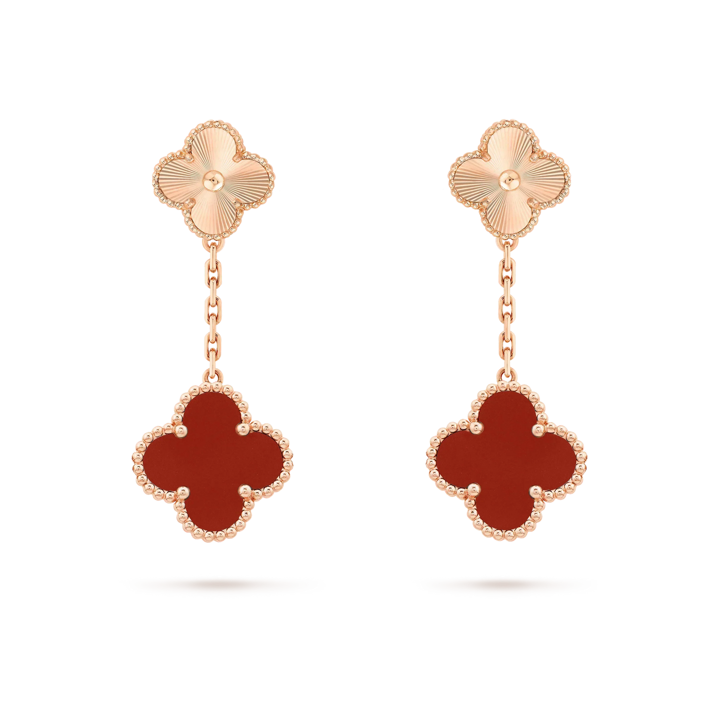 [Rose Jewelrys]CLOVER 2 MOTIF  LASER CARNELIAN EARRINGS