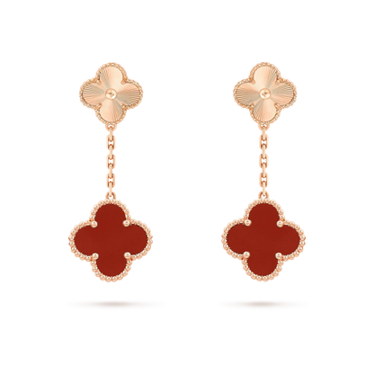 [Rose Jewelrys]CLOVER 2 MOTIF  LASER CARNELIAN EARRINGS