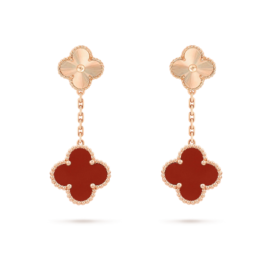 [Rose Jewelrys]CLOVER 2 MOTIF  LASER CARNELIAN EARRINGS