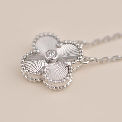 [Rose Jewelrys]CLOVER  15MM DIAMOND LASER NECKLACE SILVER
