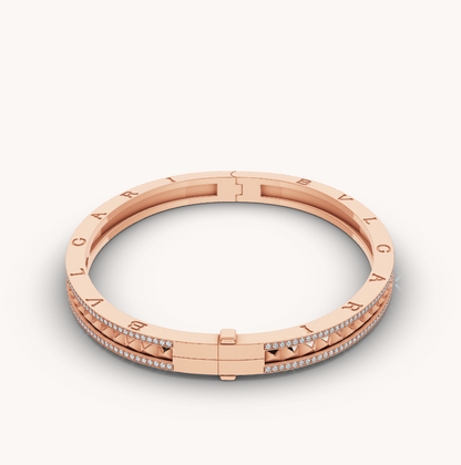 []ZERO 1 SPIRAL AND PAVED DIAMOND PINK GOLD BRACELET