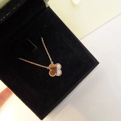 [Rose Jewelry]CLOVER 15MM YELLOW TIGER'S EYE AGATE NECKLACE