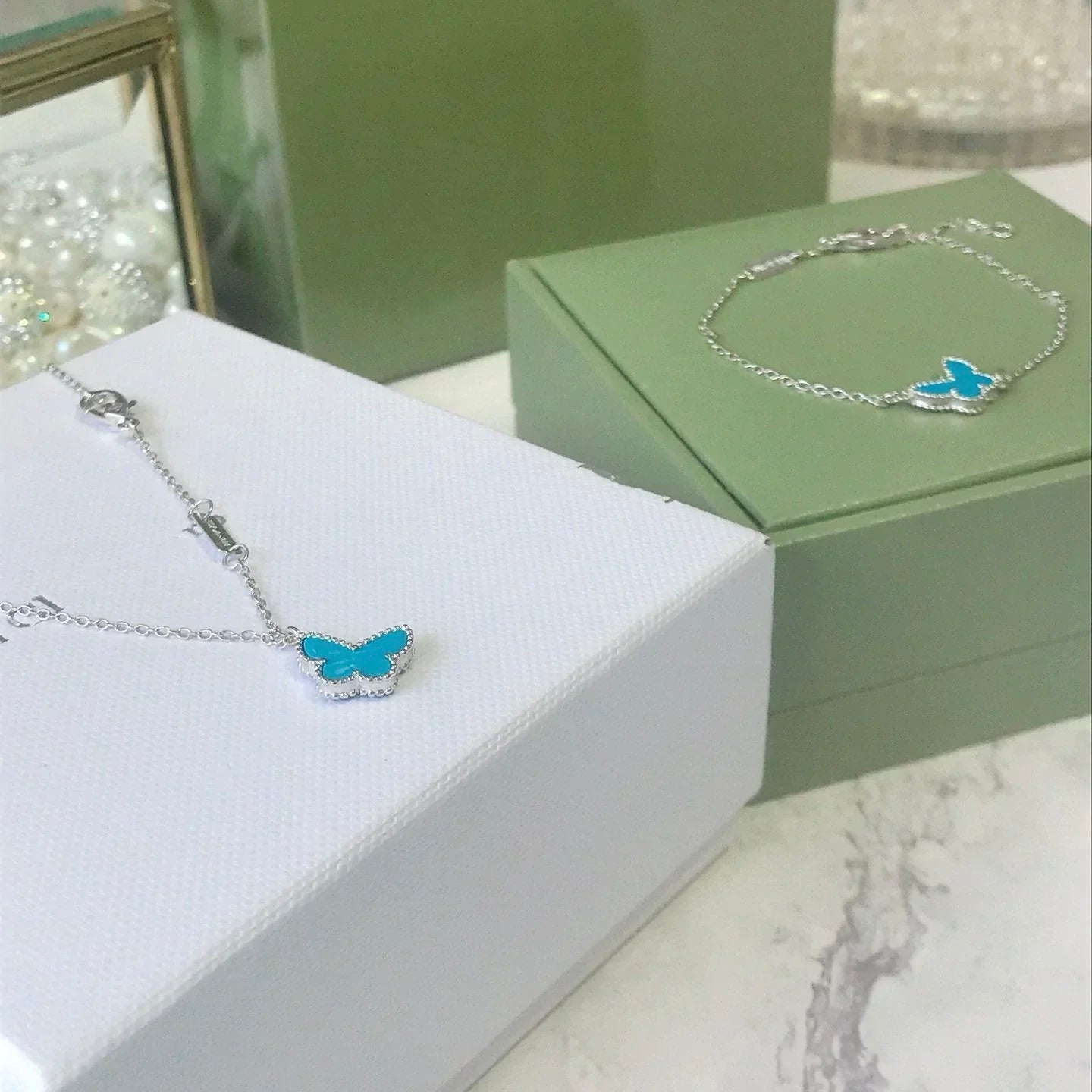 [Rose Jewelrys]BUTTERFLY TURQUOISE BUTTERFLY BRACELET SILVER