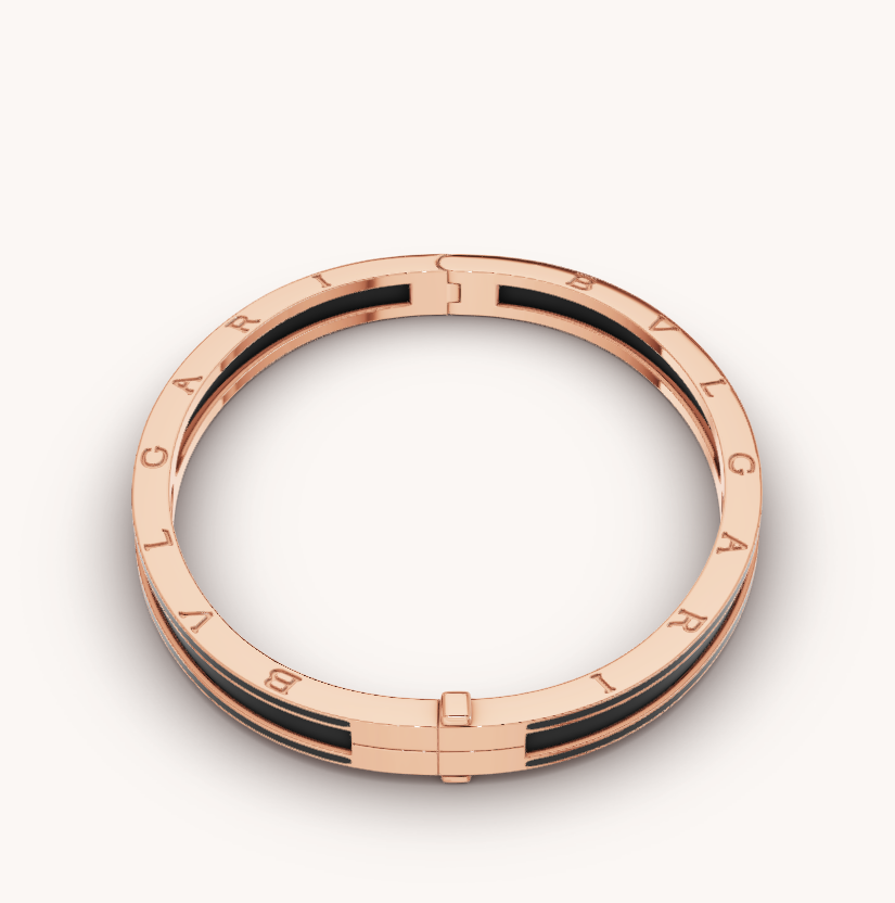 [Rose Jewelrys]ZERO 1 PINK GOLD WITH MATTE BLACK CERAMIC BRACELET