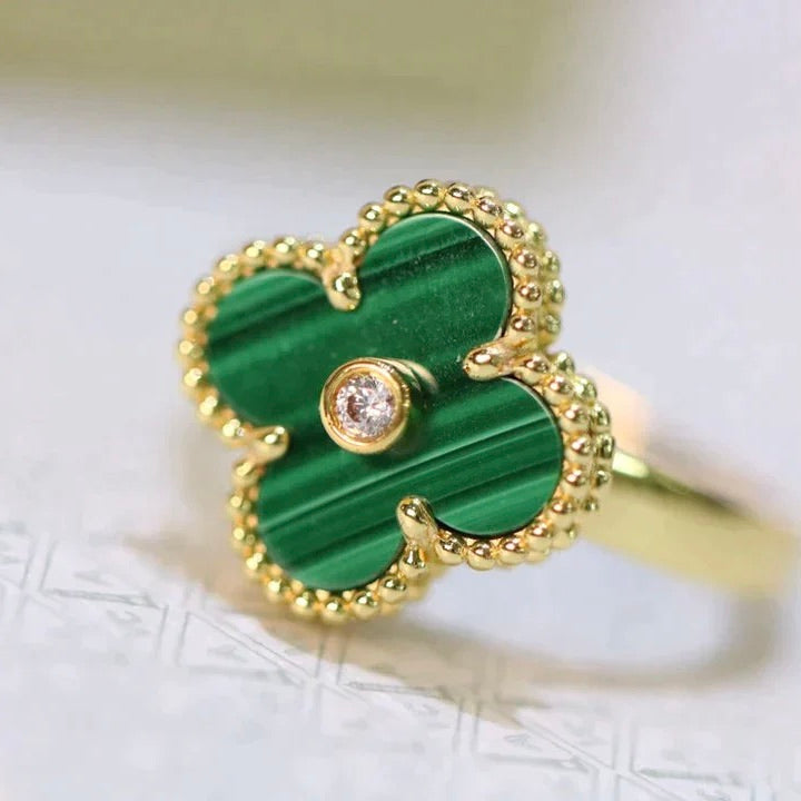 [Rose Jewelrys]CLOVER MALACHITE RING GOLD DIAMOND