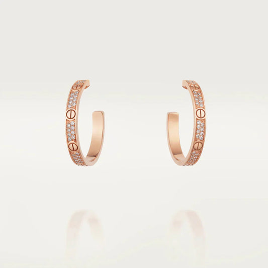 [Rose Jewelrys]LOVE DIAMOND PINK GOLD HOOP EARRINGS
